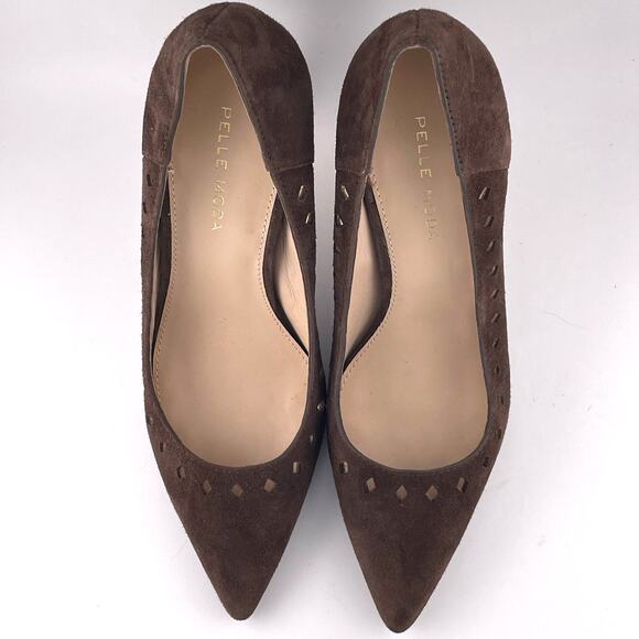 Pelle Moda Brown Suede Pointed Toe Heel Size 7.5M - Picture 5 of 7